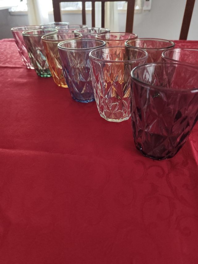 Set servizio 12 Bicchieri Vetro Colorati