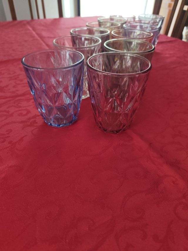 Set servizio 12 Bicchieri Vetro Colorati