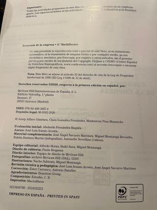 Economía de la empresa 2.º Bachillerato