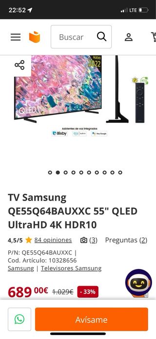 TV Samsung QLED 55” 4K UHD