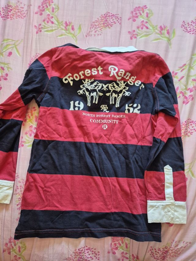 Polo niño rayas rojas y azul marino