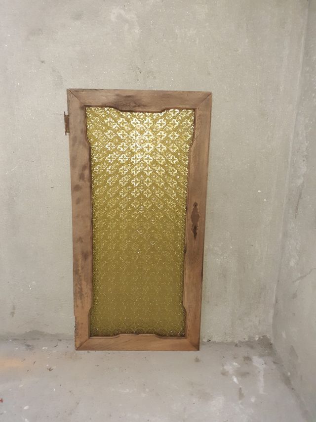 Puerta antigua madera 80x40 con cristal