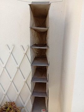 Porta scarpe in tessuto beige/grigio