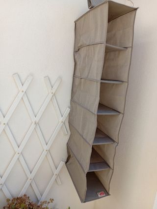 Porta scarpe in tessuto beige/grigio