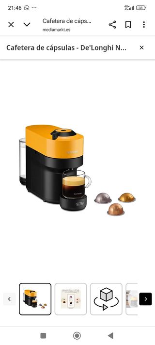 Cafetera Nespresso De'Longhi