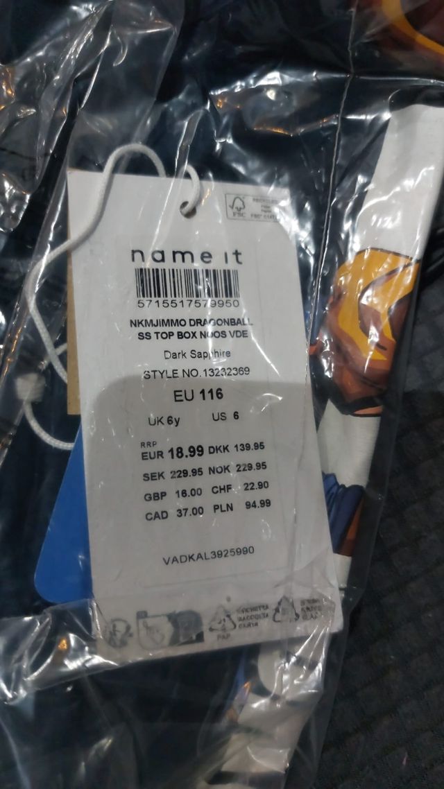 Camiseta Dragon Ball Talla 116 cm