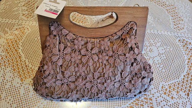 Bolso de encaje de madera beige/marrón