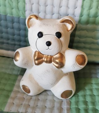 Salvadanaio Orsetto Bianco e Oro