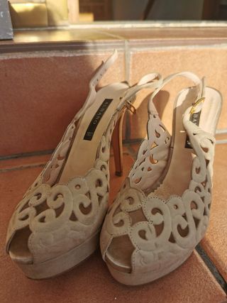 Sandalias Albano Tacón Alto Beige