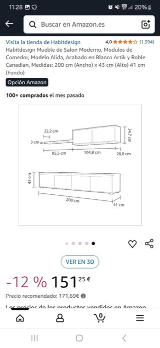 Mueble TV Fores Alida Roble/Blanco