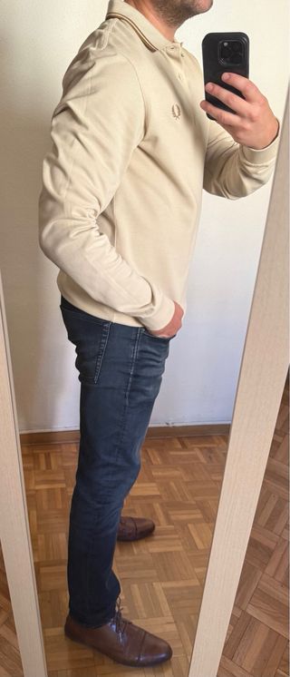 Polo Fred Perry Manga Larga Beige