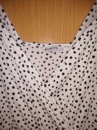 Mono largo Stradivarius lunares blanco XS