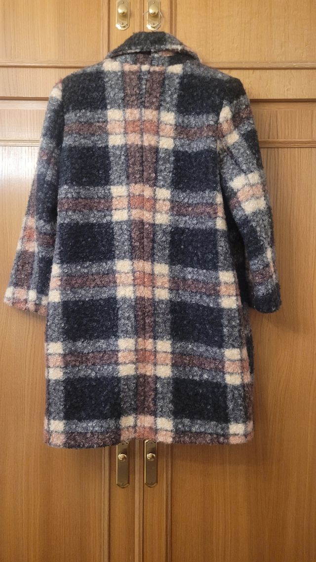 Abrigo pelo rizado cuadros multicolor
