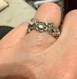 Anillo Plata Antigua Flores