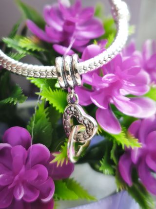 Charm estilo Pandora Corazones Entrelazados Plata