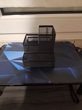 Organizador de escritorio negro 4 compartimentos