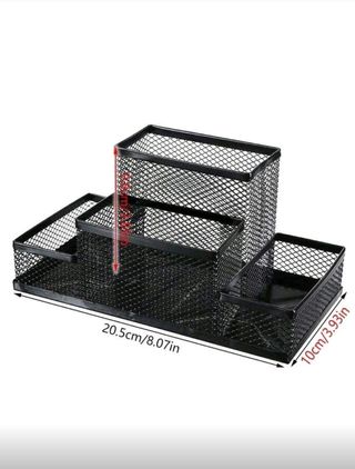 Organizador de escritorio negro 4 compartimentos