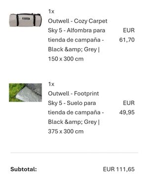 Tienda de Campaña Outwell Sky 5, un solo uso!