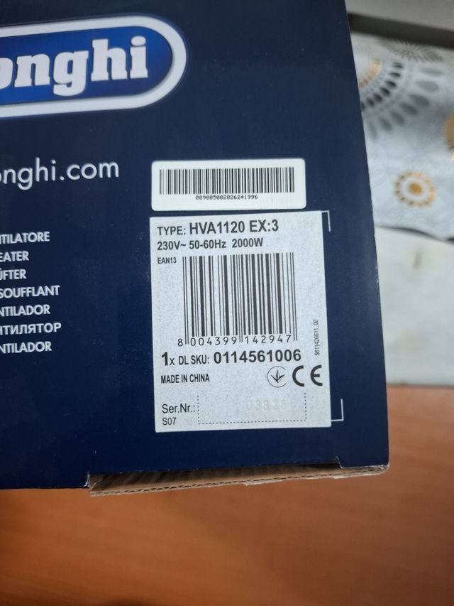 Calefactor DeLonghi HVA1120 A estrenar