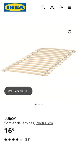 Cama para niño SNIGLAR IKEA 70x165