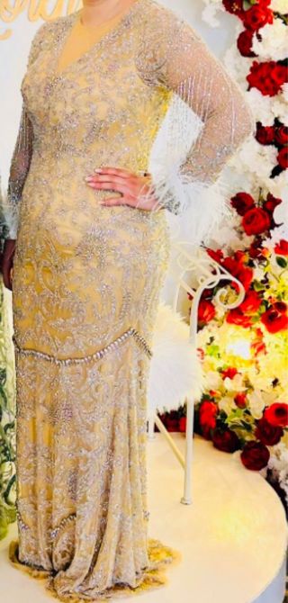 Vestido de fiesta  dorado y plateado
boda gitana
