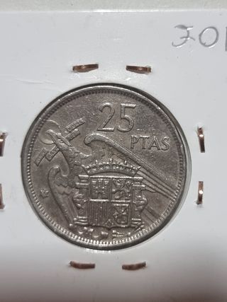 Moneda 25 pts Año 1957 Francisco Franco