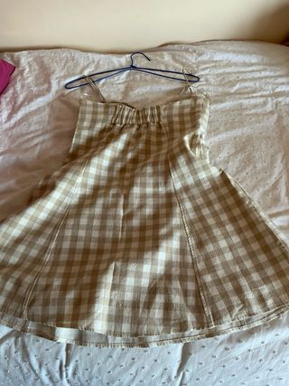 Vestido Zara cuadros vichy beige