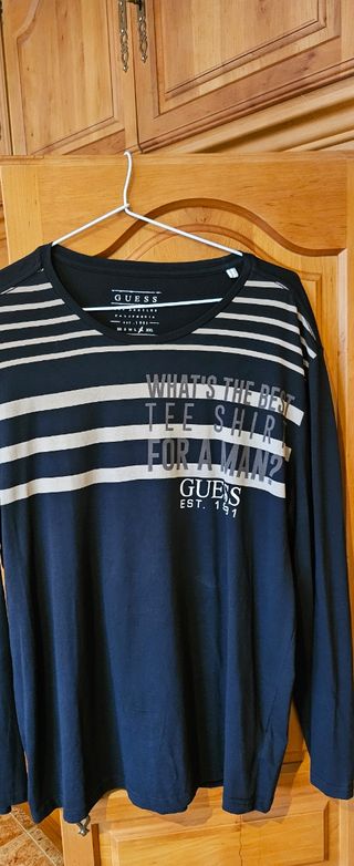 Camiseta Guess manga larga rayas hombre