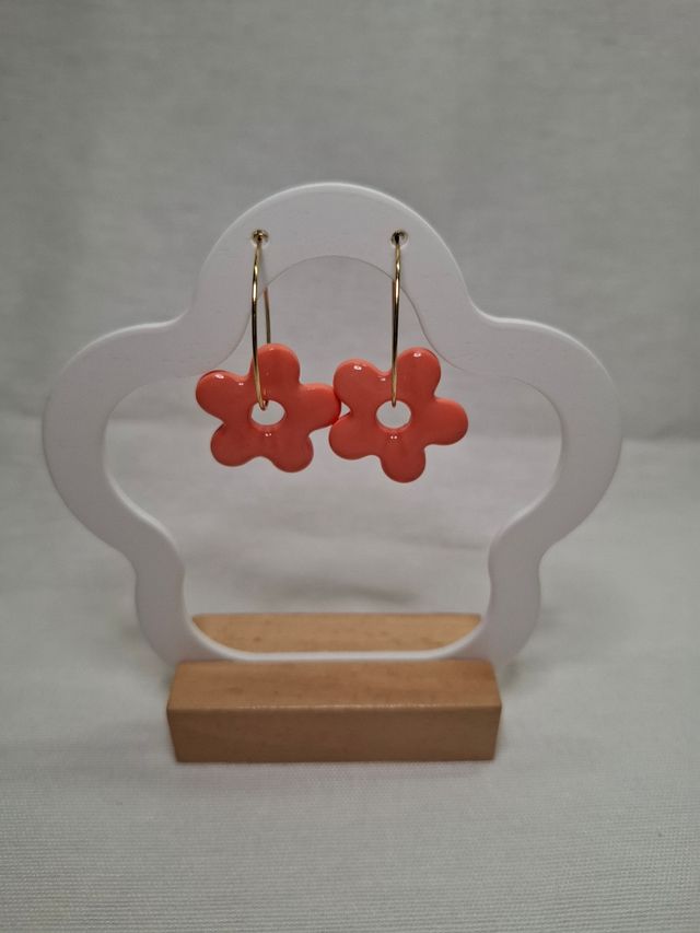 Pendientes Aro Charm Flor Naranja