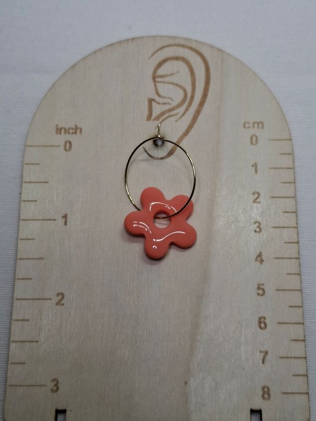 Pendientes Aro Charm Flor Naranja