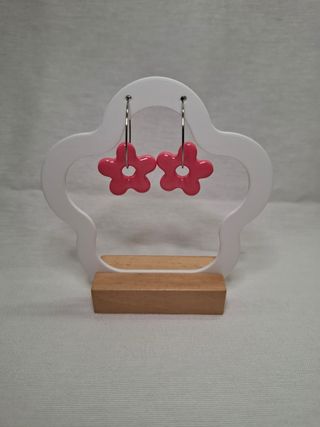 Pendientes Aro Charm Flor Rosa