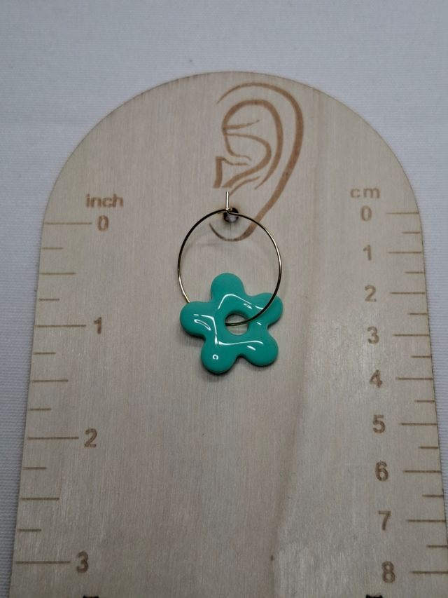 Pendientes Aro Charm Flor verde