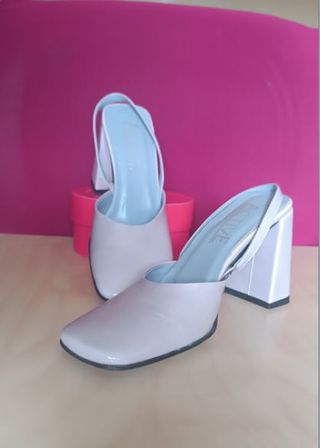 Scarpe slingback rosa vernice tacco 9,5 tg 36