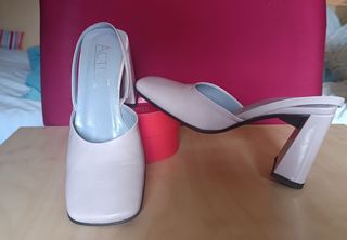 Scarpe slingback rosa vernice tacco 9,5 tg 36