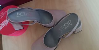 Scarpe slingback rosa vernice tacco 9,5 tg 36