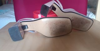 Scarpe slingback rosa vernice tacco 9,5 tg 36