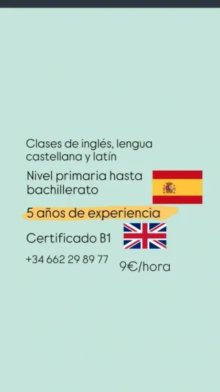 Clases particulares de inglés, lengua y latín