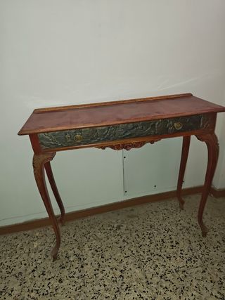 Mesa consola antigua madera y metal