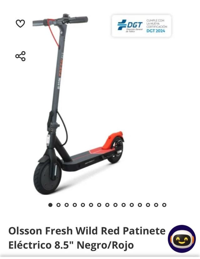 Patinete eléctrico Olsson Fresh Wild Red 8.5 NUEVO