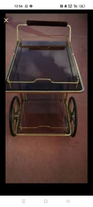 Carro de bebidas antiguo dorado necesita restaurar