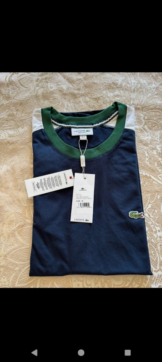 Camiseta Lacoste Azul y Verde Talla M