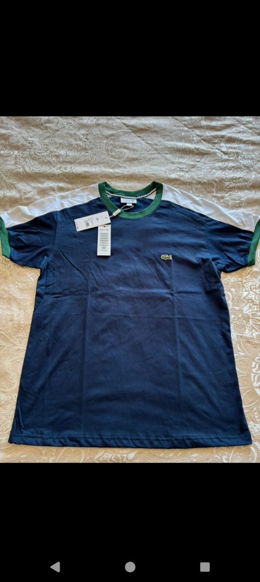 Camiseta Lacoste Azul y Verde Talla M