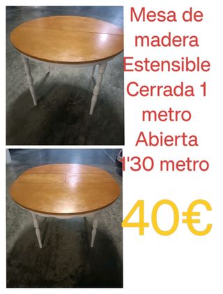 Mesa de madera extensible 1m / 1.30m