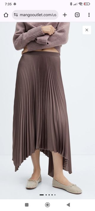 Falda plisada asimétrica marrón/morado