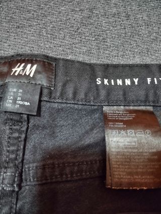 Pantalón H&M Skinny Negro Hombre