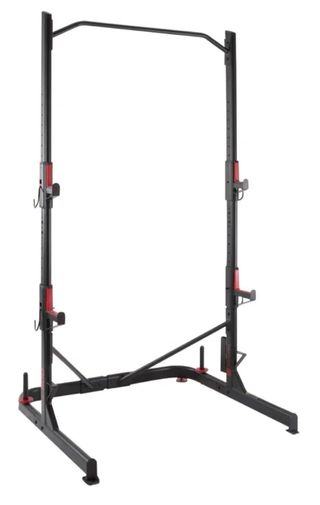 Rack de sentadillas y press acessorios varios.