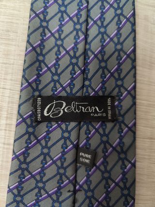 Corbata Beltran de seda Gris azul Multicolor