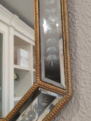 Espejo Veneciano Octogonal Dorado