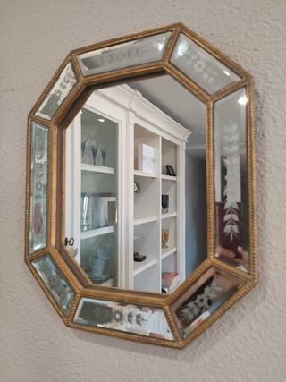 Espejo Veneciano Octogonal Dorado