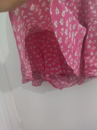 Falda pantalón floral rosa y blanco